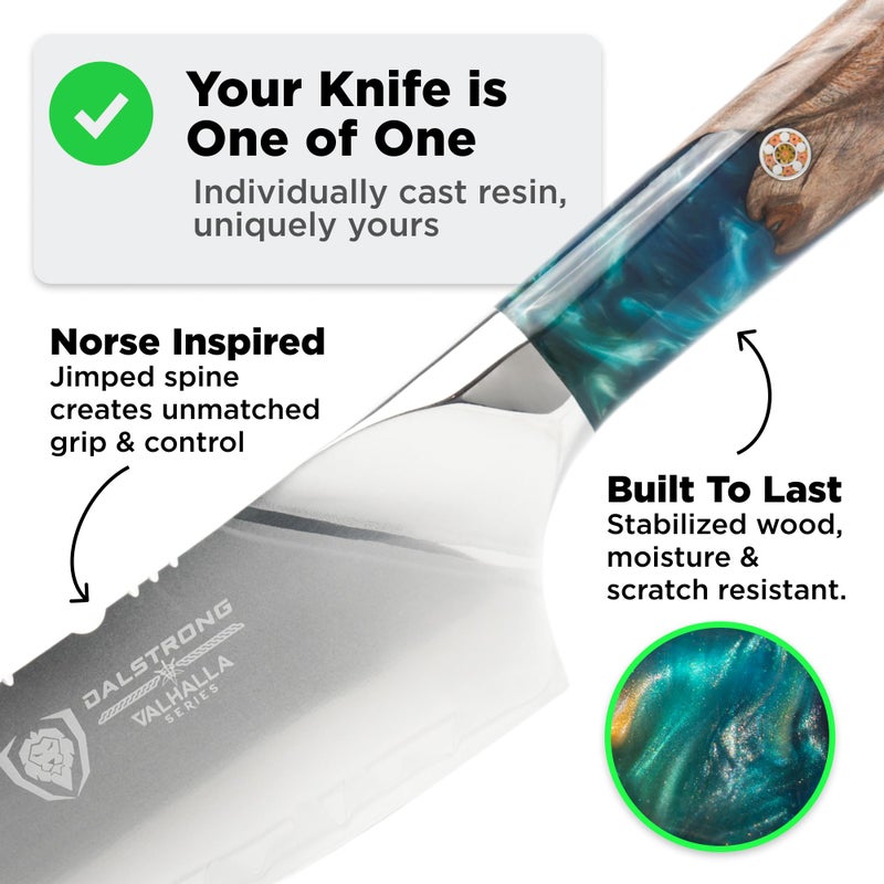 Dalstrong Chef Knife - 8 inch - Valhalla Series - Premium 9CR18MOV HC Steel - Celestial Resin & Wood Handle - Razor Sharp - Kitchen Cooking Chef's Knife - Leather Sheath - Image 4